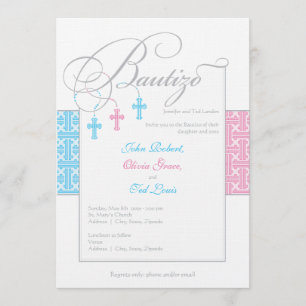 Invitaciones de bautizo Los bebés triplete Invitation