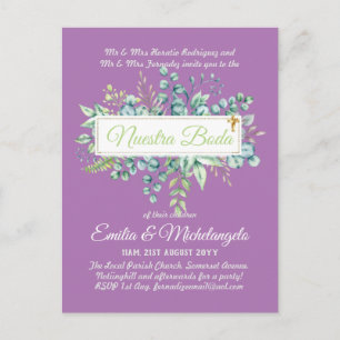 Invitaciones De Boda Baratas HOJAS Modernas Postcard