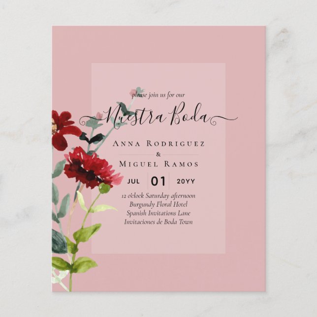 Invitaciones de Boda Pink Floral Wedding BUDGET Flyer (Front)