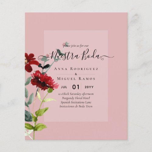 Invitaciones de Boda Pink Floral Wedding BUDGET Flyer