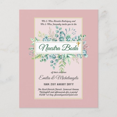 Invitaciones de Boda Pink Floral Wedding BUDGET Flyer