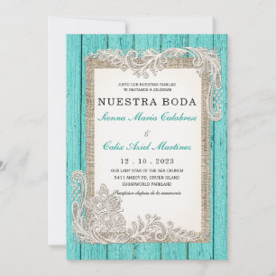 Invitaciones de Boda Rústicas Turquesa Invitation
