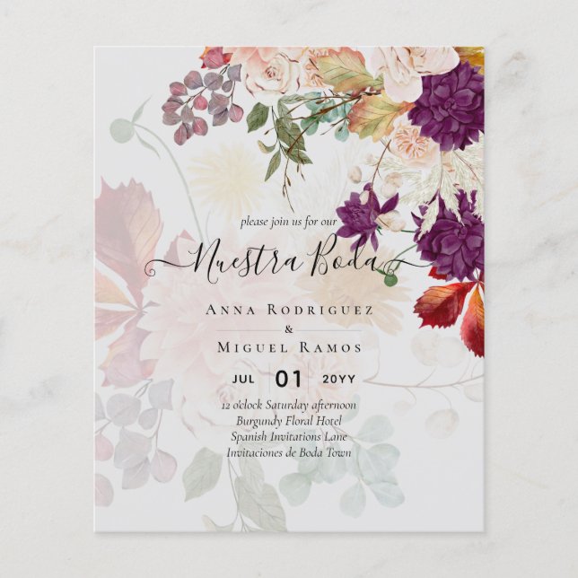 Invitaciones de Boda, Spanish wedding BUDGET Flyer (Front)