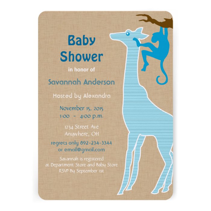 Invitaciones de la ducha del bebé de la jirafa invitacion personal