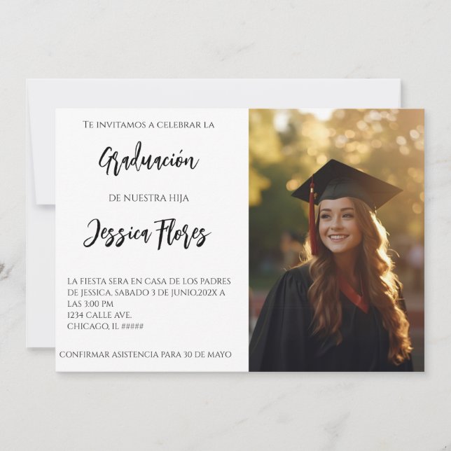Invitaciónn de graduación con foto invitation (Front)