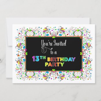 Invitation  13th Birthday Party  Vivid Color Invitation by TrudyWilkerson at Zazzle