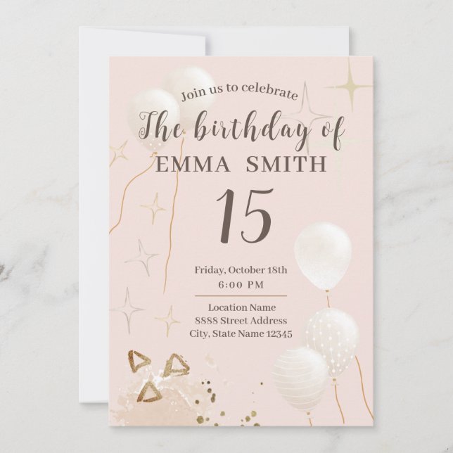 Invitation 15 year birthday (Front)