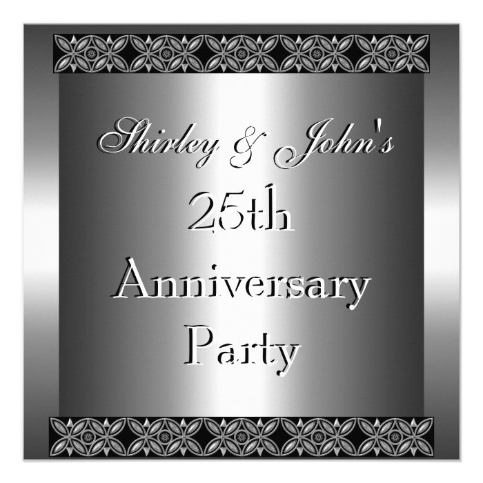 Invitation 25th Wedding Anniversary Party Silver