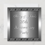 Invitation 25th Wedding Anniversary Party Silver at Zazzle