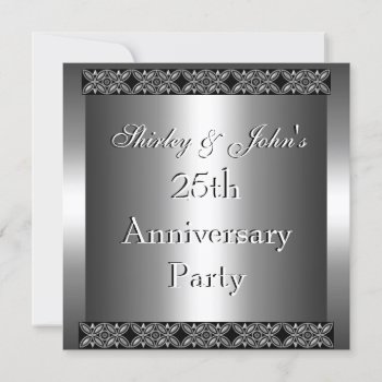 Invitation 25th Wedding Anniversary Party Silver by Label_That at Zazzle