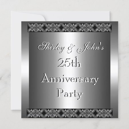 Invitation 25th Wedding Anniversary Party Silver