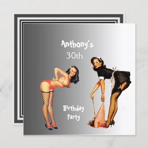 Invitation 2 White Pin_up Girls Birthday Party