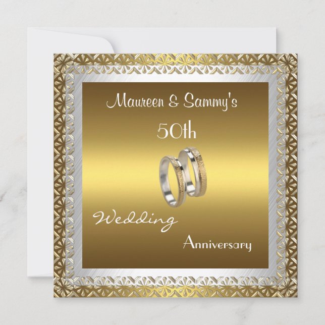 Invitation 50th Anniversary Wedding Gold Elegant (Front)