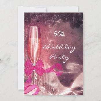 Invitation 50th Birthday Party Party Pink by Label_That at Zazzle