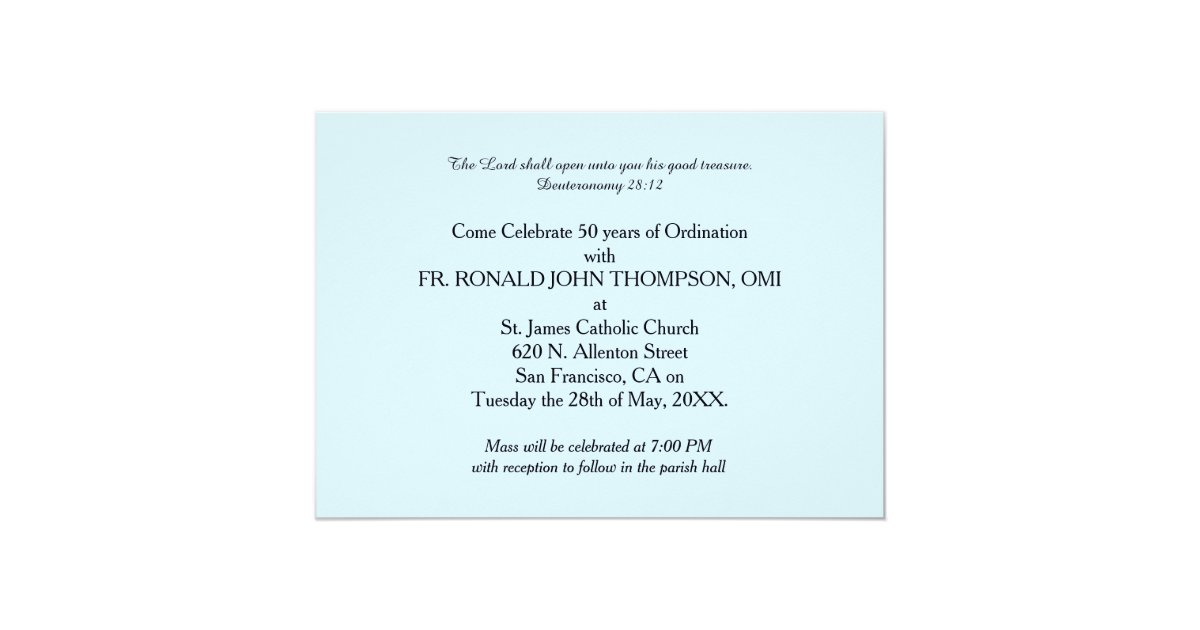 Invitation 50th Ordination Anniversary Priest, Orn ...