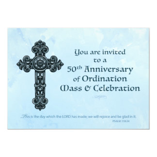 Invitation 50th Ordination Anniversary Priest, Orn