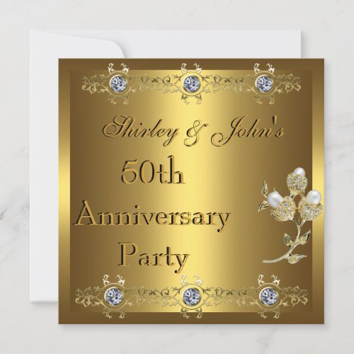 Invitation 50th Wedding Anniversary Party Gold