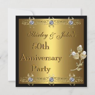 Invitation 50th Wedding Anniversary Party Gold