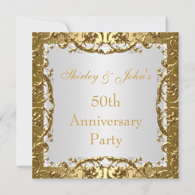 Invitation 50th Wedding Anniversary Party Gold 2 (Front)