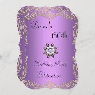 Invitation 60th Birthday Floral Mauve Pearl Jewel