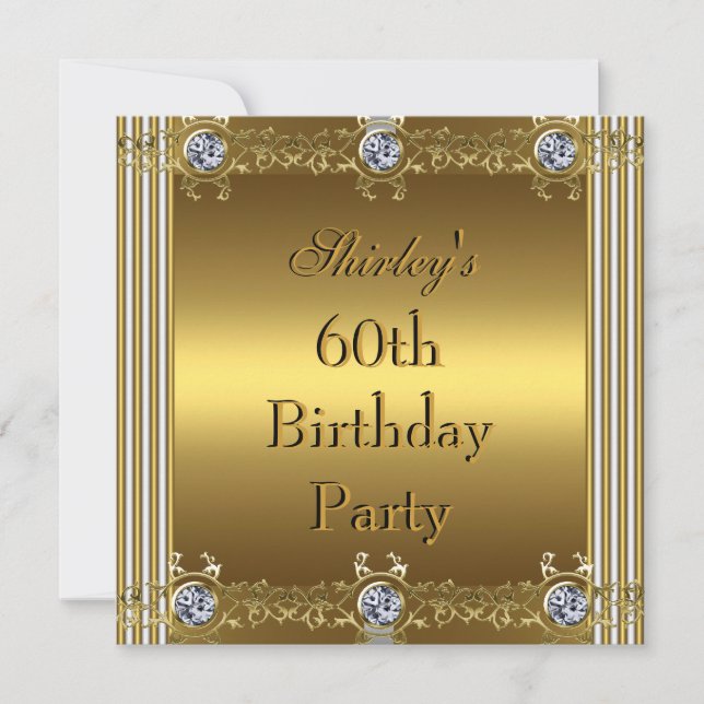 Invitation 60th Birthday Party Gold (Front)
