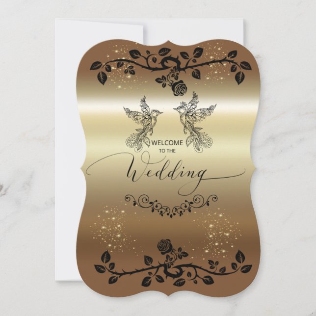 Invitation a la boda  elegante dorada (Front)