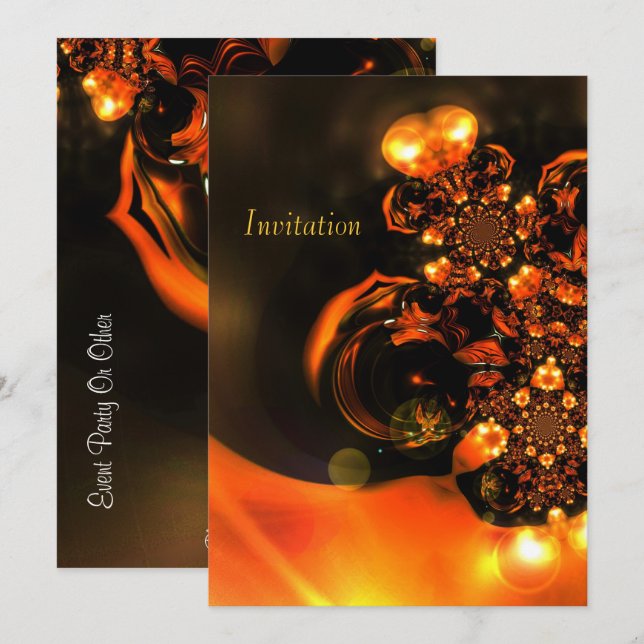 Invitation Abstract Art Orange Jewels (Front/Back)
