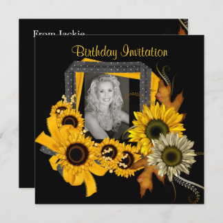 Invitation Add Photo Sunflower Yellow Flower Frame
