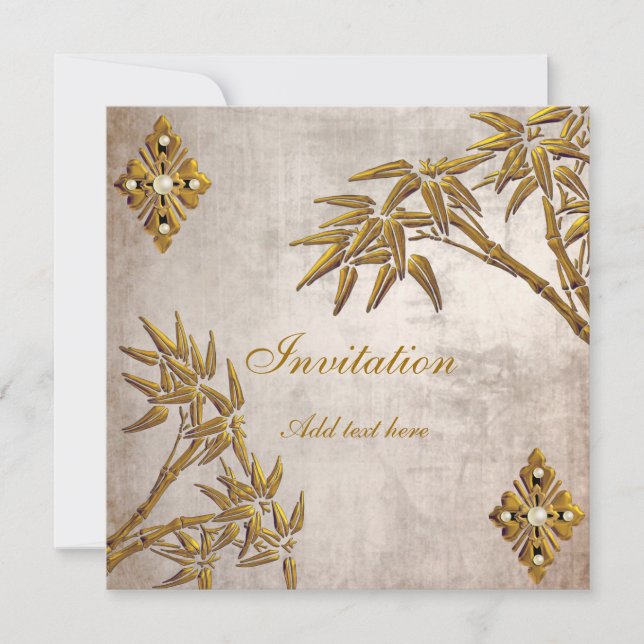 Invitation All Occasion Asian Gold Old Paper (Front)