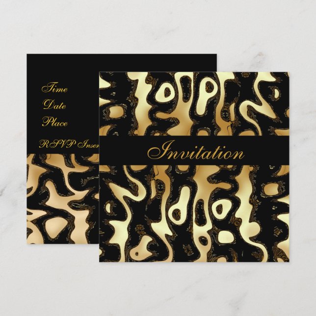 Invitation All Occasion Black Gold Africa Abstract (Front/Back)