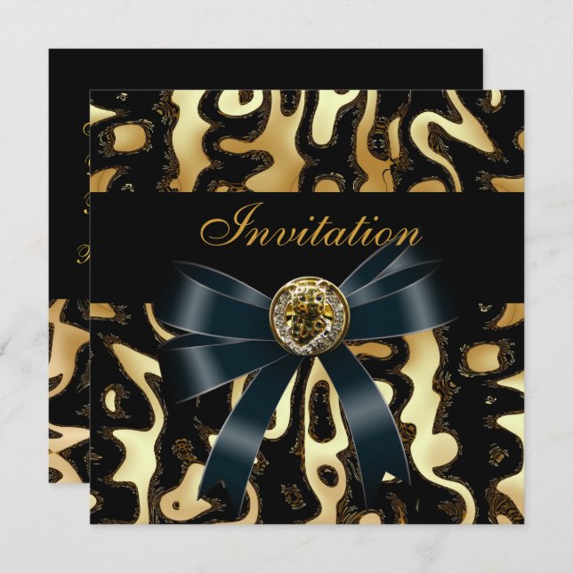 Invitation All Occasion Black Gold Africa Abstract (Front/Back)