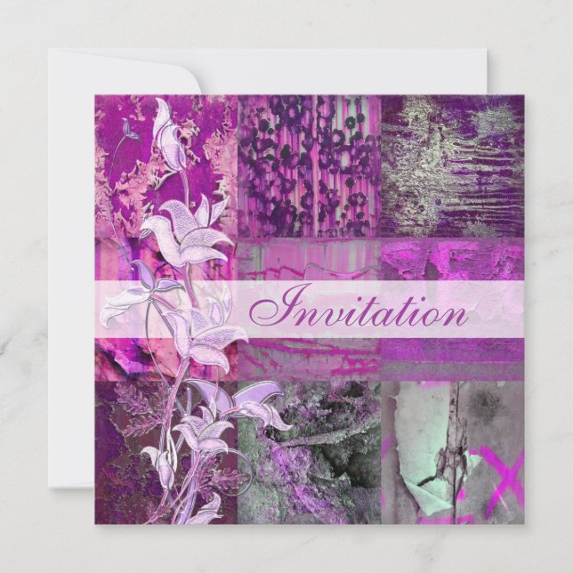 Invitation All Occasion Purple Street Patch Floral (Front)