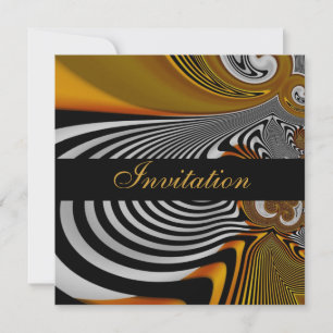 Invitation All Occasions Abstract Orange Silver