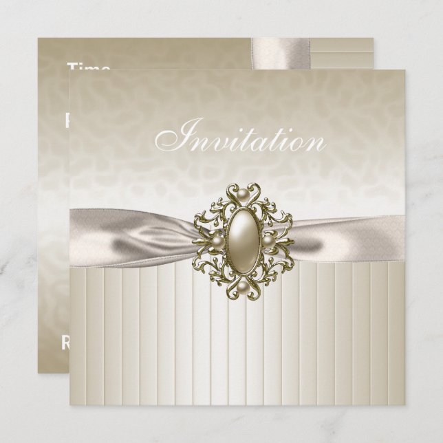 Invitation All Occasions Biege Cream Jewel (Front/Back)
