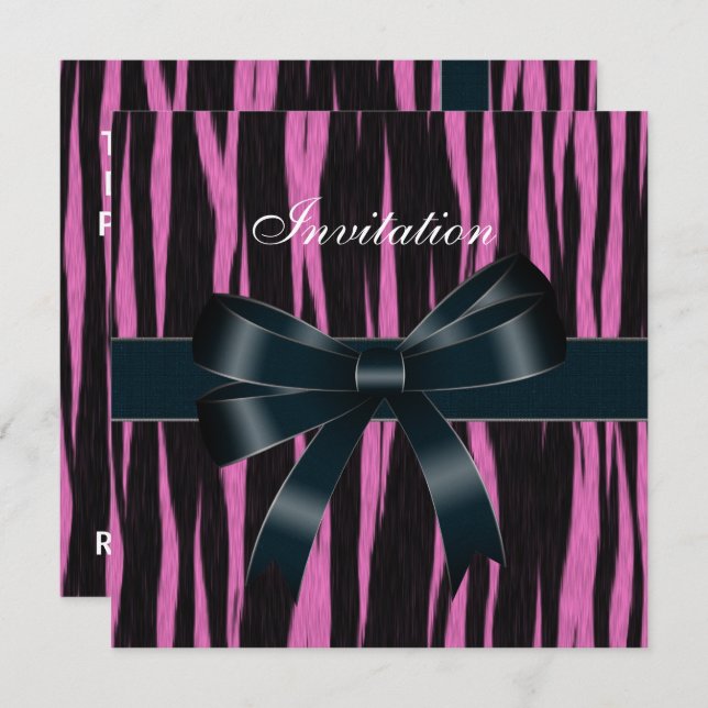 Invitation All Occasions Black Pink Bow (Front/Back)