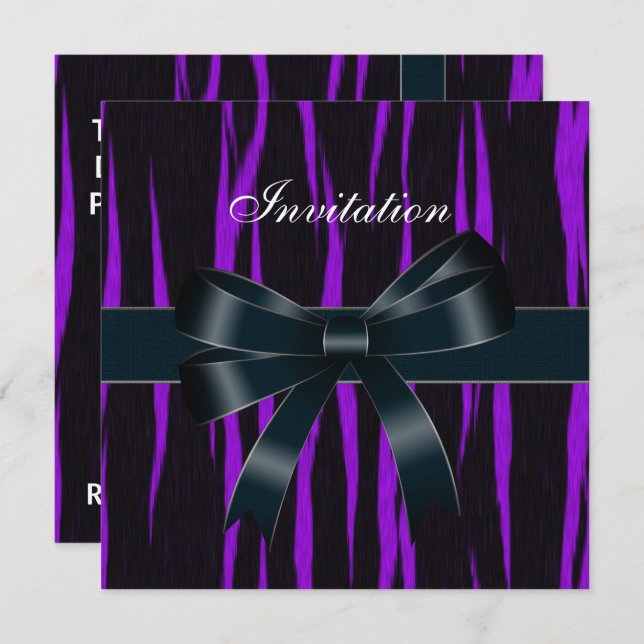 Invitation All Occasions Black Purple Bow (Front/Back)