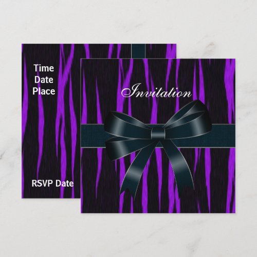 Invitation All Occasions Black Purple Bow