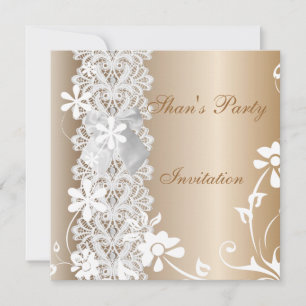 Invitation All Occasions Coffee Lace White Flower