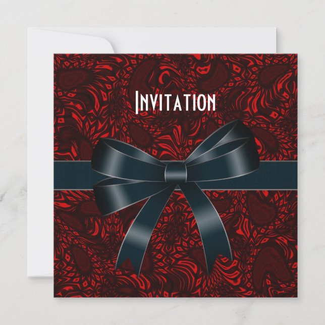 Invitation All Occasions Red Black Bow (Front)