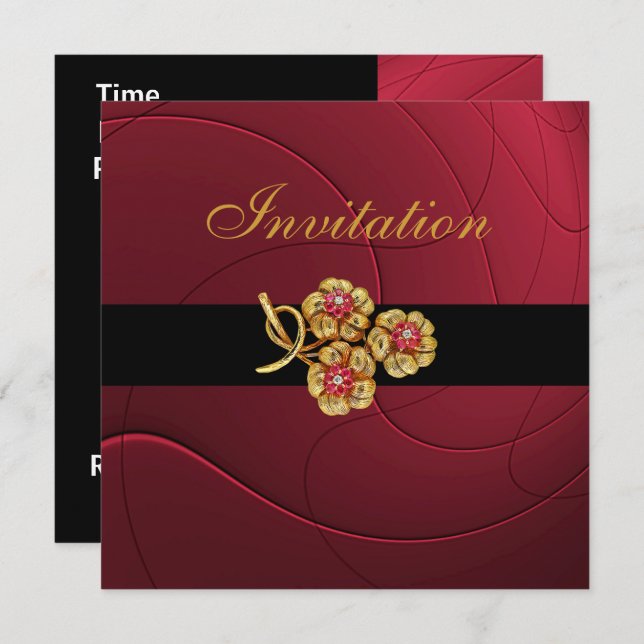 Invitation All Occasions Rich Red Print Jewel (Front/Back)
