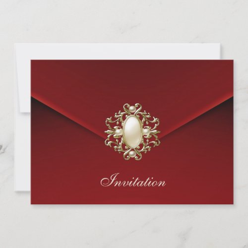 Invitation All Occasions Rich Red Velvet Pearl