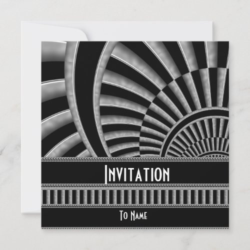 Invitation All Occasions Silver Black Art Deco