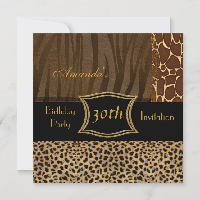Invitation Animal Leopard 30th Birthday Party (Front)