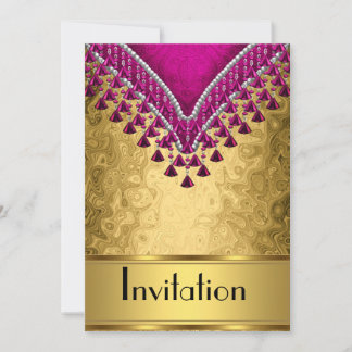 Invitation Any Party Gold and Purple