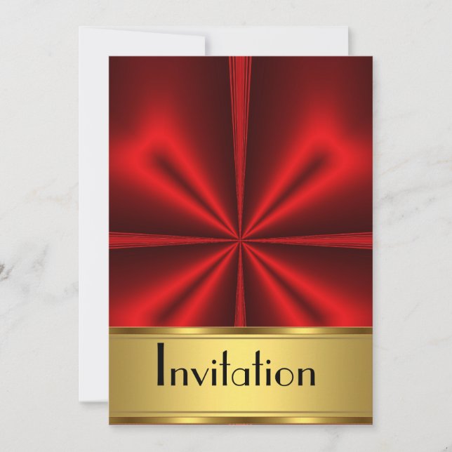 Invitation Any Party Gold Red (Front)