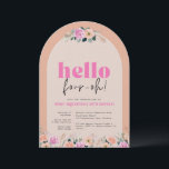 Invitation Arch Rose floral, 40th birthday<br><div class="desc">A mix of watercolor rose florals and simple typography gives this 40th birthday invitation a modern style. Minimalist and chic,  this design uses bright purple tones on a dusty pink background. Easy to personalize with your party details. Cute typography,  "hello,  four-oh!".</div>