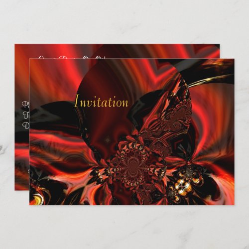 Invitation Art Abstract Jeweled Silk In Red