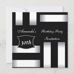 Invitation Art Deco Black White 30th Birthday Part