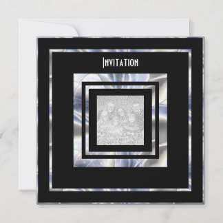 Invitation Art Deco Silver Black Add Your Photo