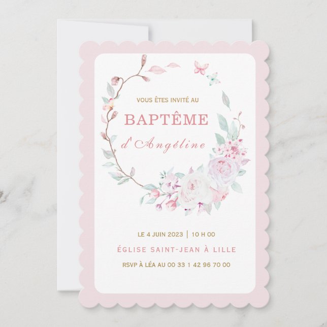 Invitation au baptême de notre fille (Front)